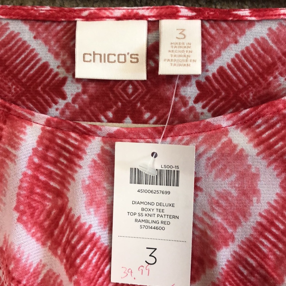 Chico’s Diamond Deluxe Boxy Tee Shirt - Picture 3 of 6